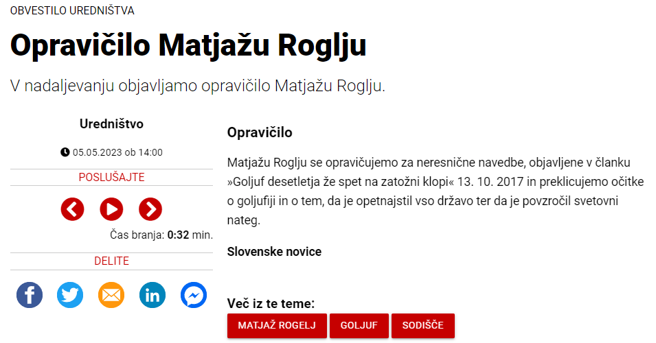 opravičilo slovenske novice opravičilo slovenske novice